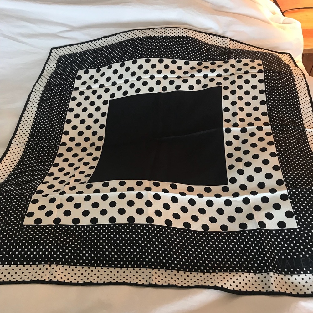 Valentino Black & Cream 100% Silk Scarf